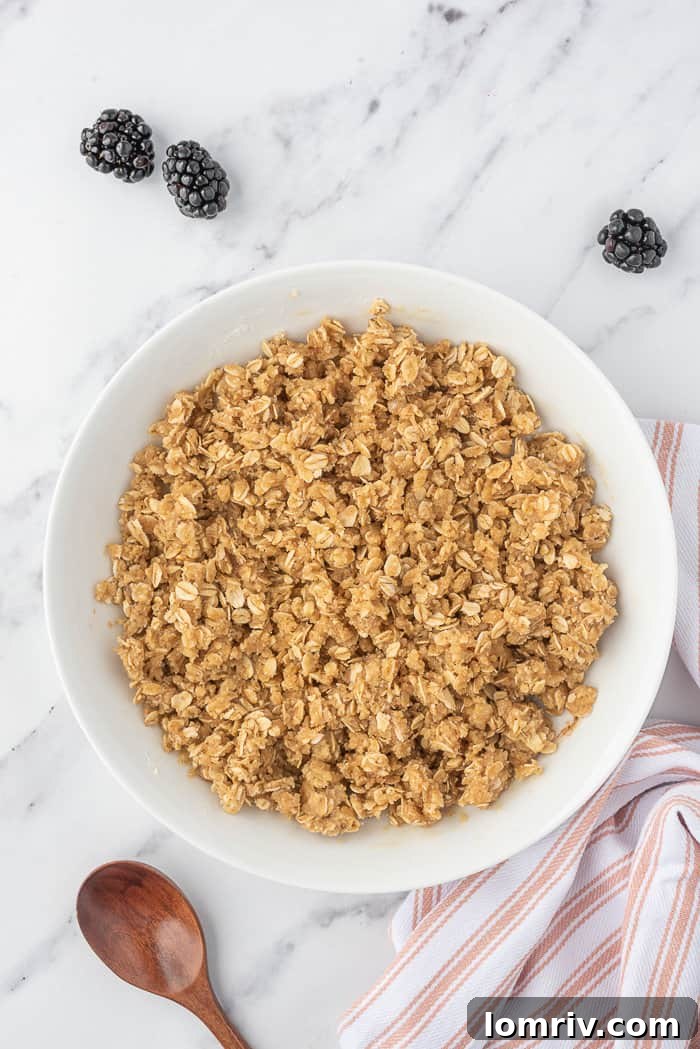 Blackberry crumble ingredients.