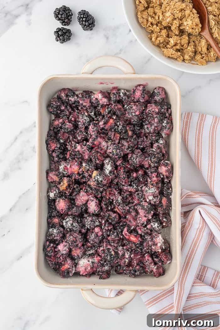 Blackberry crumble ingredients.