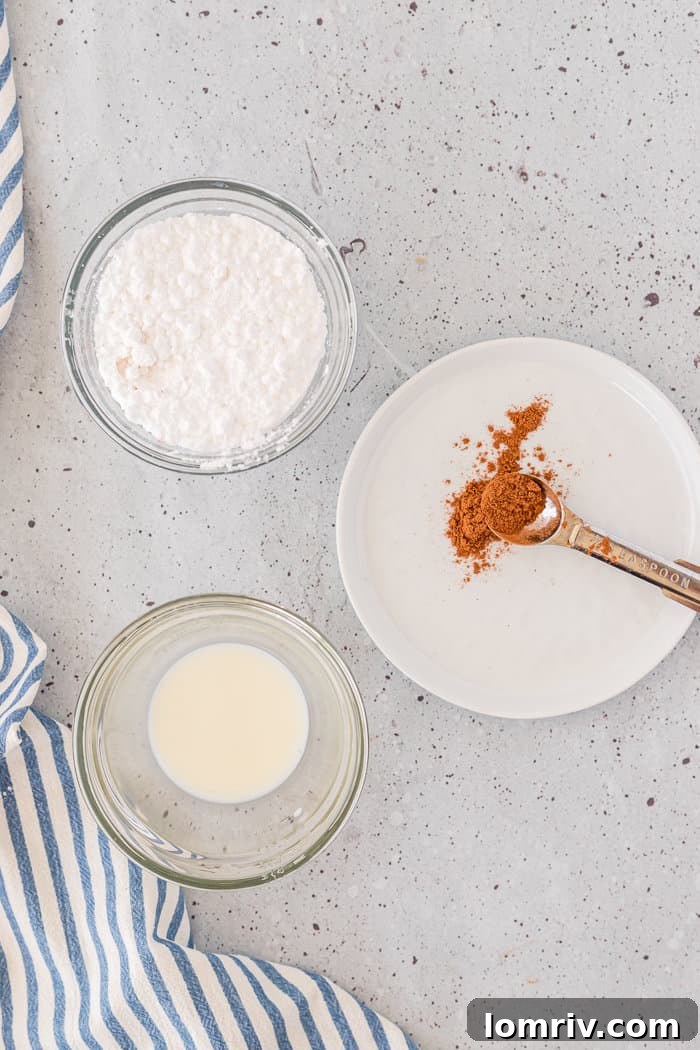 Mixing ingredients for cinnamon sugar glaze