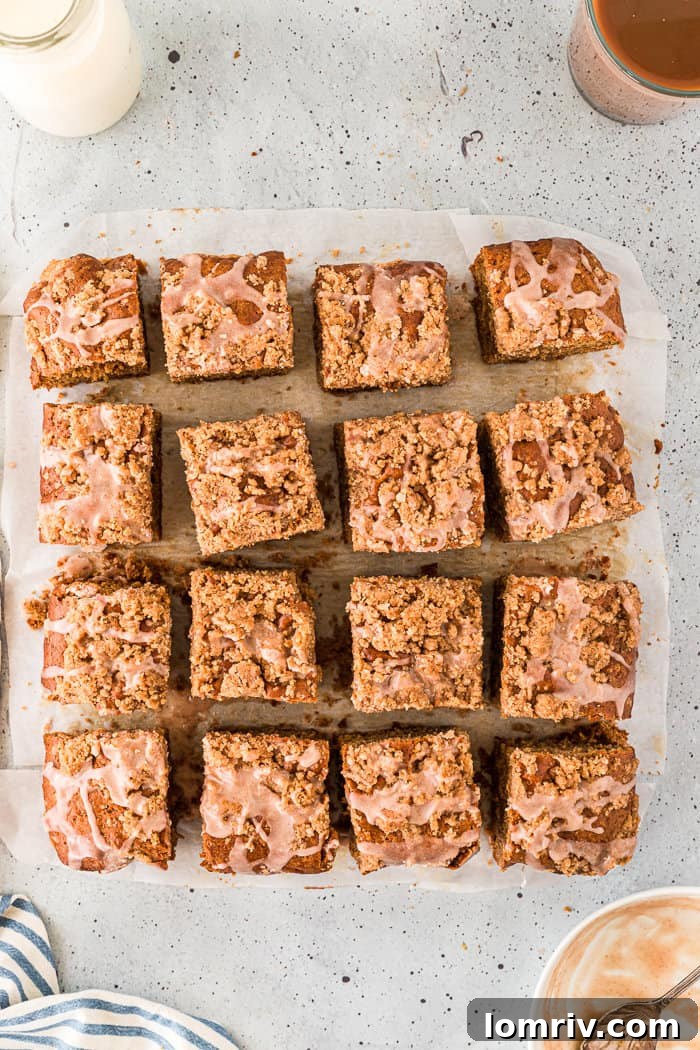 Chai coffee cake slices ready to be stored or frozen