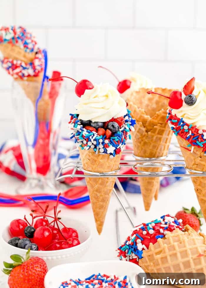 A delightful close-up of a finished Cheesecake Cone, highlighting its creamy filling and fresh fruit.