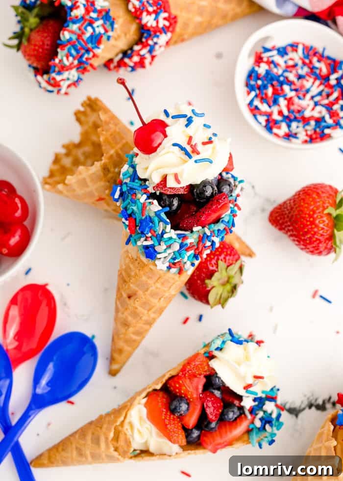 An array of freshly prepared Cheesecake Cones, showcasing their colorful appeal.