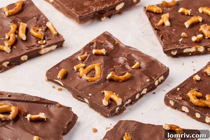 Pieces of pumpkin bark arranged artfully, showcasing the varied textures and inviting colors of the fall treat.