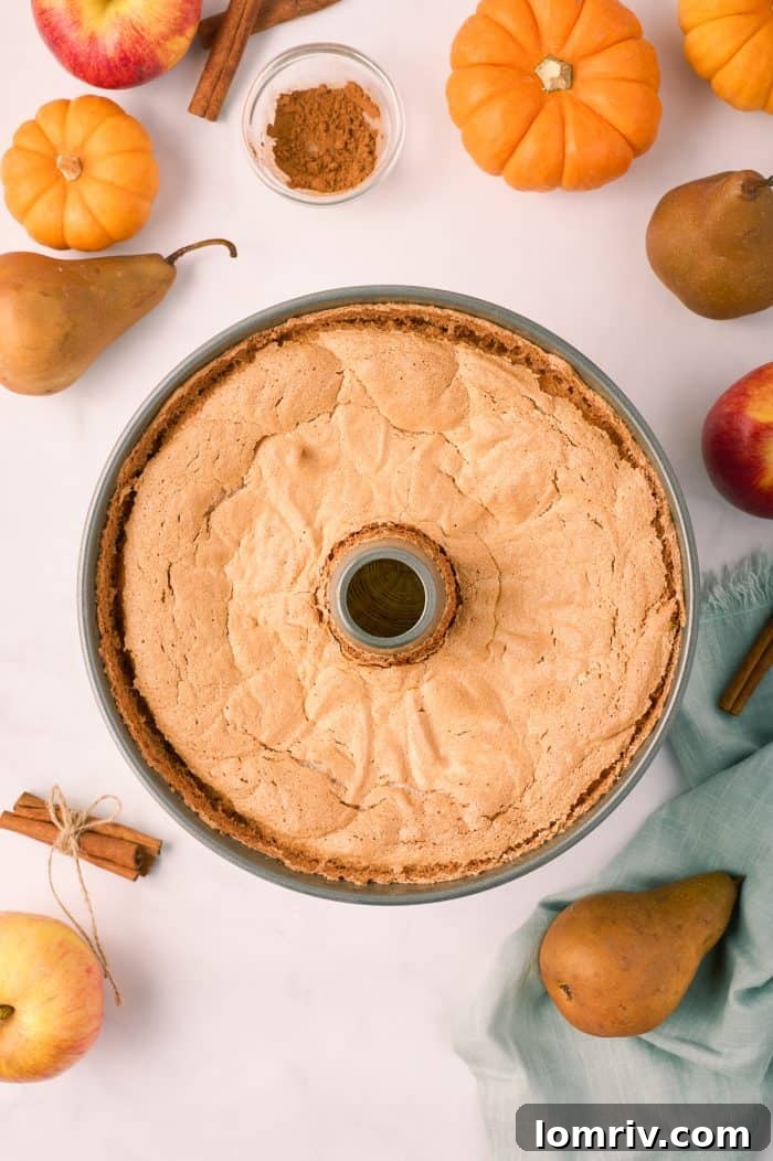 Baked angel food cake.