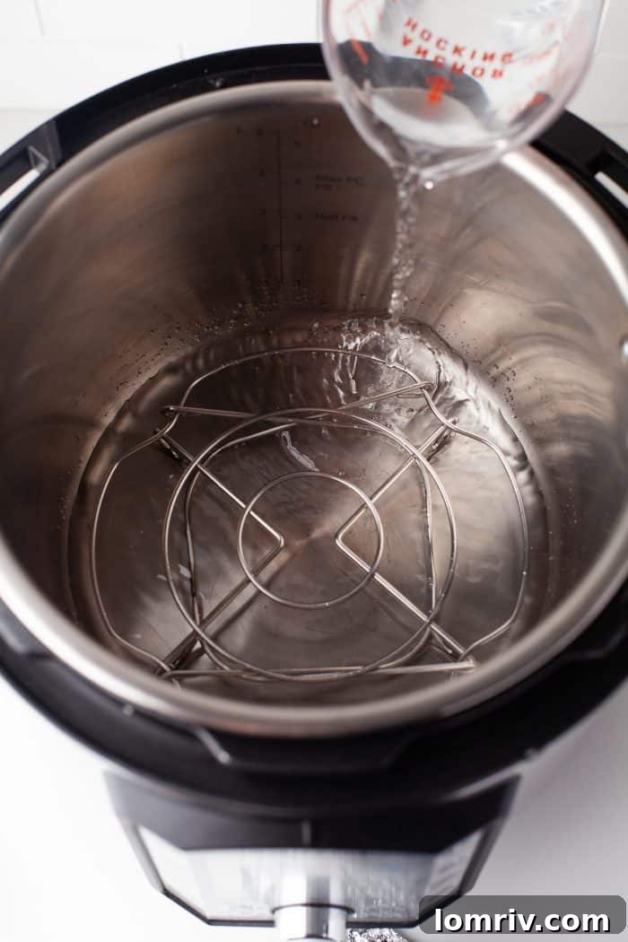 Instant pot filled with water.