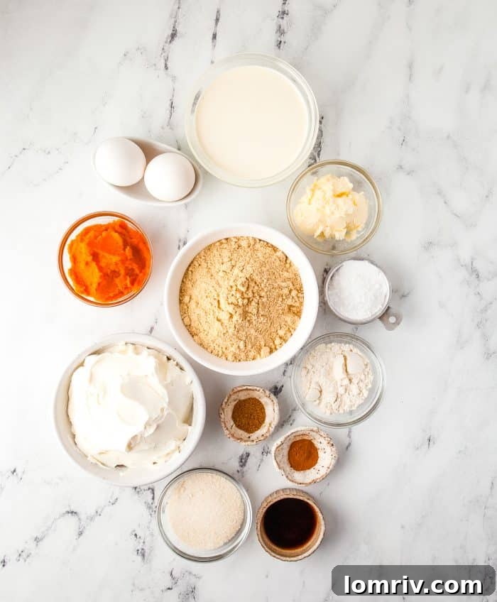 Instant pot pumpkin cheesecake ingredients.
