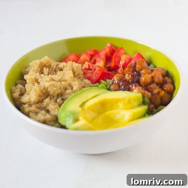 Honey & Lime Quinoa Salad Bowl with Spicy BBQ Chickpeas