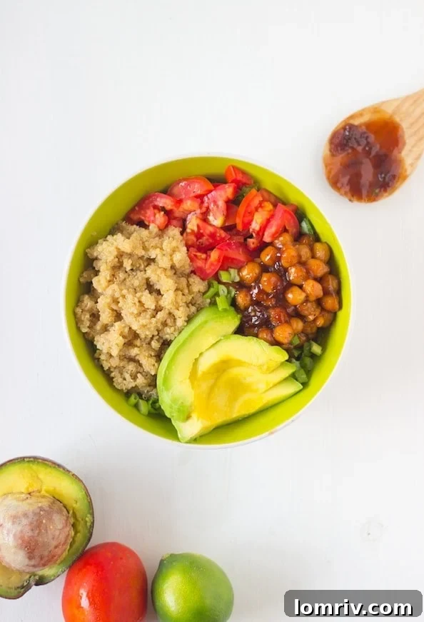 Honey & Lime Quinoa Salad Bowl with Spicy BBQ Chickpeas
