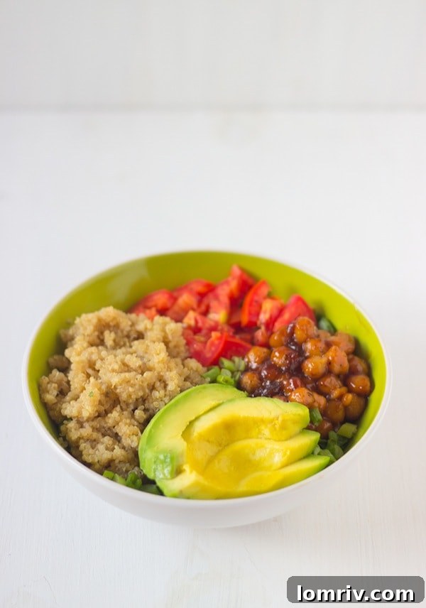 Honey & Lime Quinoa Salad Bowl with Spicy BBQ Chickpeas