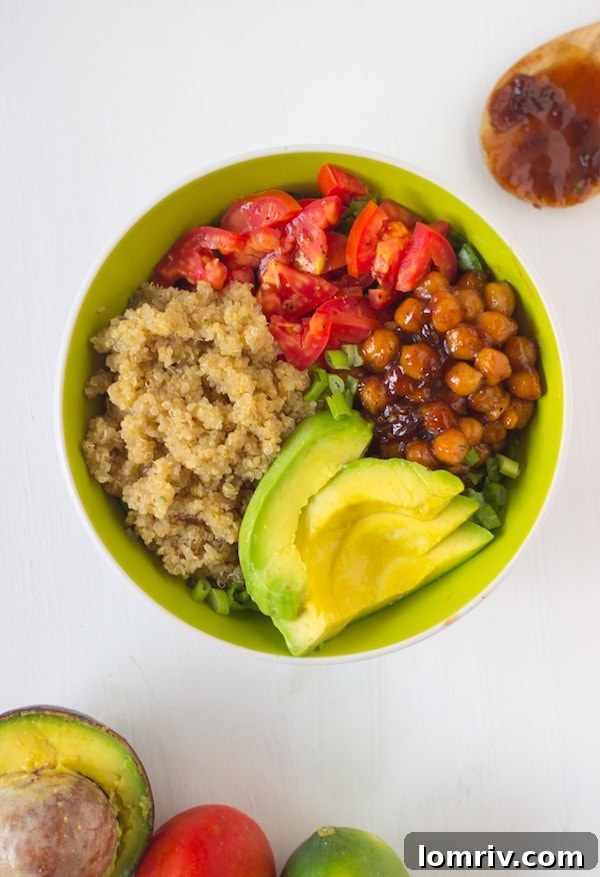 Honey & Lime Quinoa Salad Bowl with Spicy BBQ Chickpeas