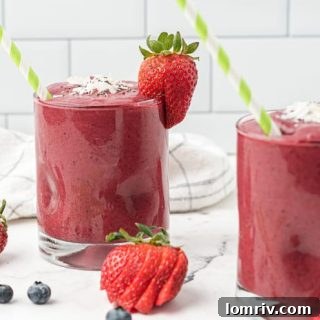 Vibrant Very Berry Coconut Chia Smoothie with fresh berries
