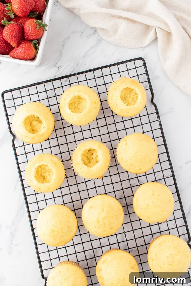 Cupcakes with their center removed. 