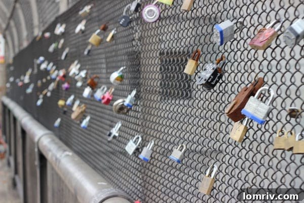 Love locks on a bridge in Boston, a romantic urban sight