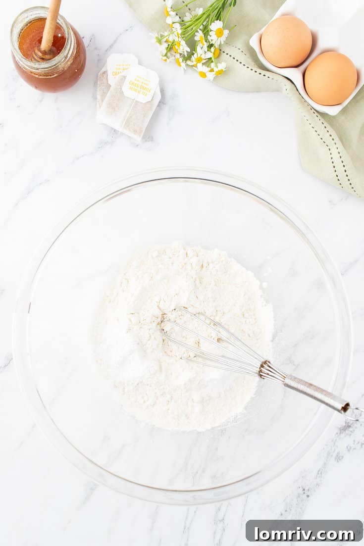 Whisking together the dry ingredients.