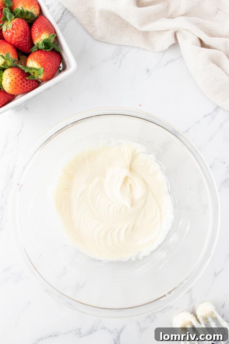 Making the cream cheese filling.