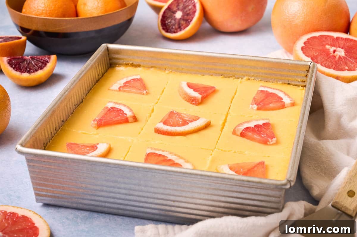 A baking pan of grapefruit bars.