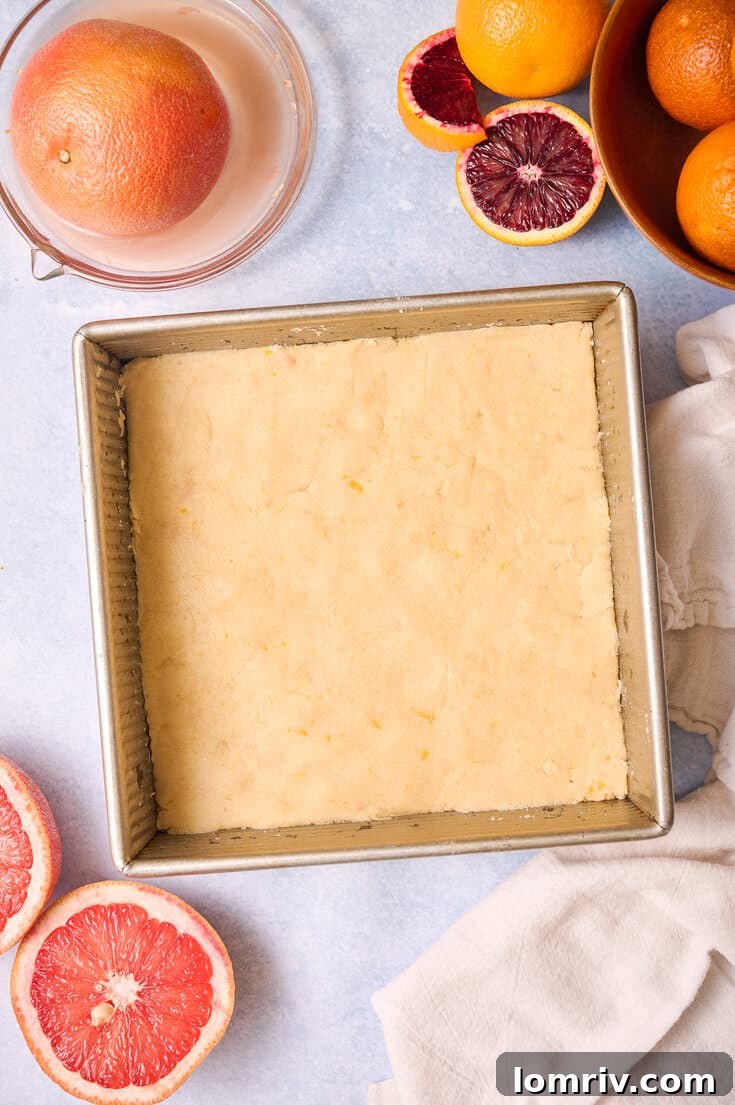 The crust for the grapefruit bars.