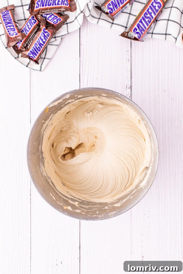 Making frosting for Snickers Cupcakes