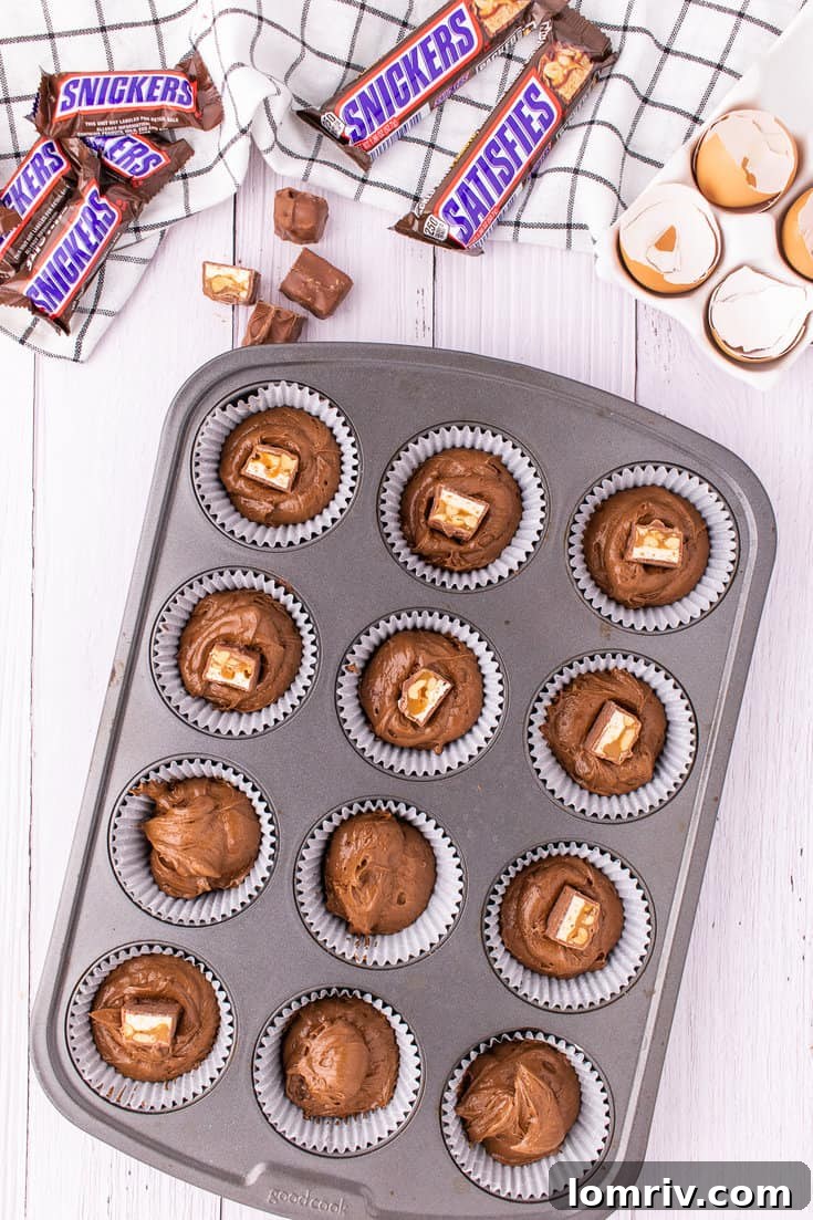 Unbaked Snickers Cupcakes