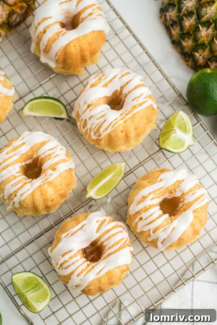 Beautifully Glazed Mini Pineapple Lime Mojito Cakes Ready to Serve