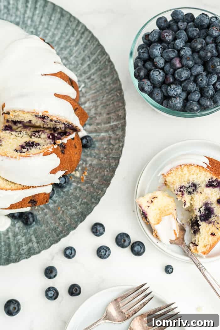 Blueberry Buttermilk Bundt Cake with Lemon Glaze