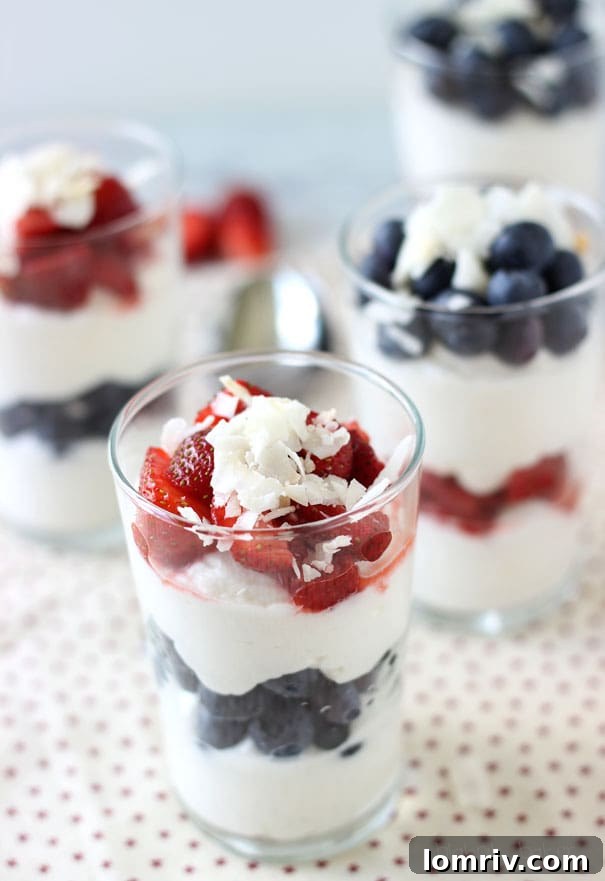 Creamy Coconut Mascarpone Mousse topped with fresh berries