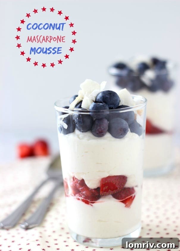 Layers of Coconut Mascarpone Mousse with berries