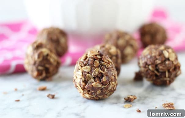 Close-up of a No-Bake Chocolate Energy Bite showing its texture
