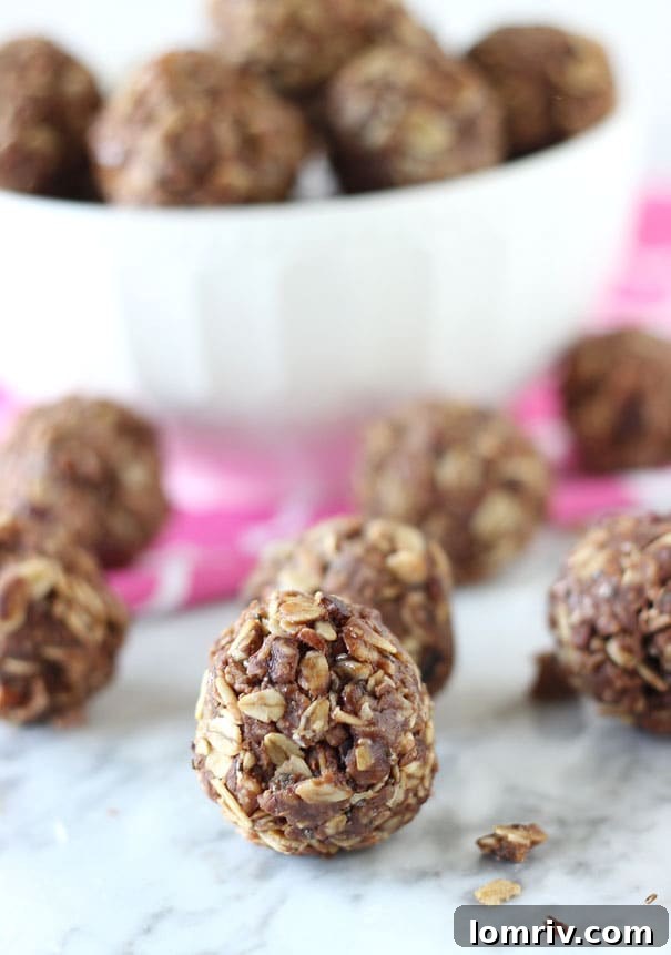 A plate of freshly made No-Bake Chocolate Energy Bites
