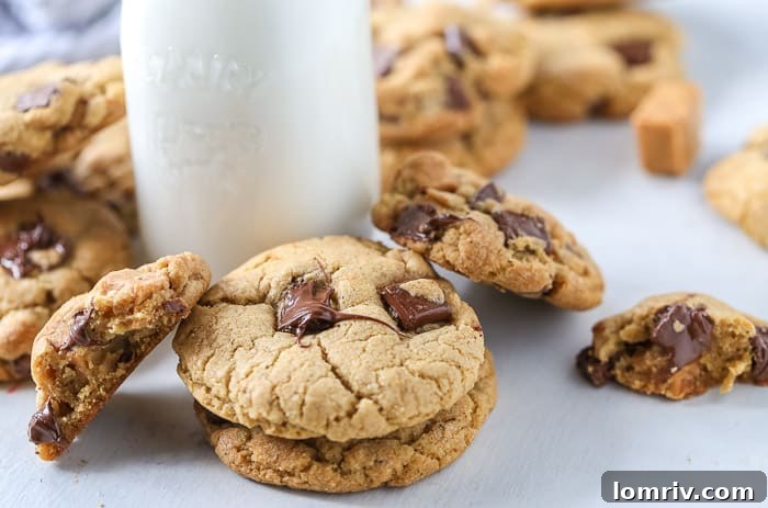 Gooey Brown Butter Salted Caramel Chocolate Chip Cookies