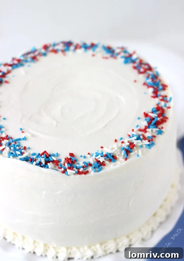 Ingredients laid out for baking a red, white, and blue flag cake