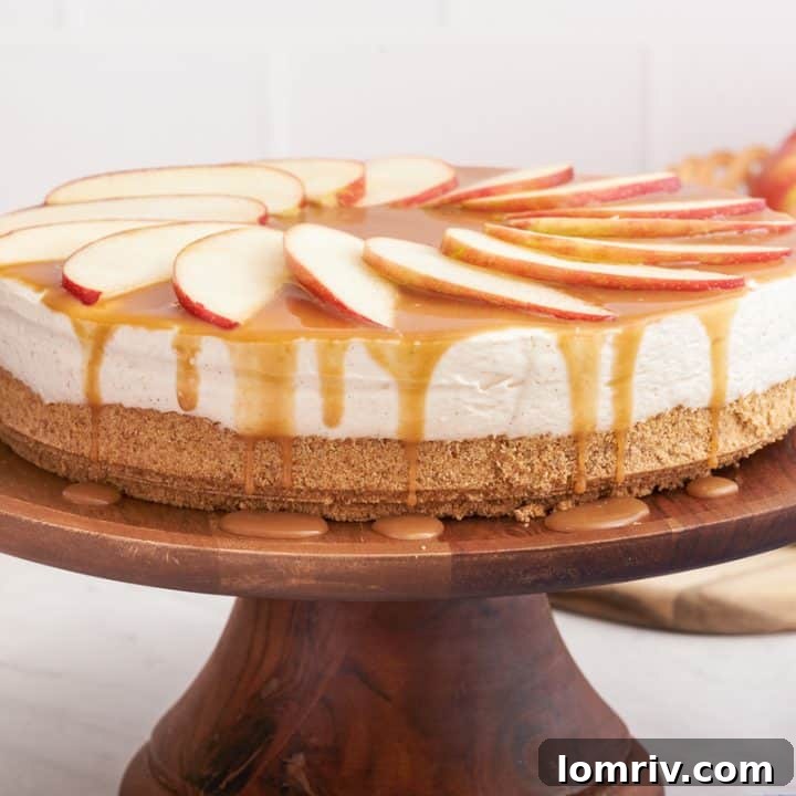 No Bake Apple Caramel Cheesecake