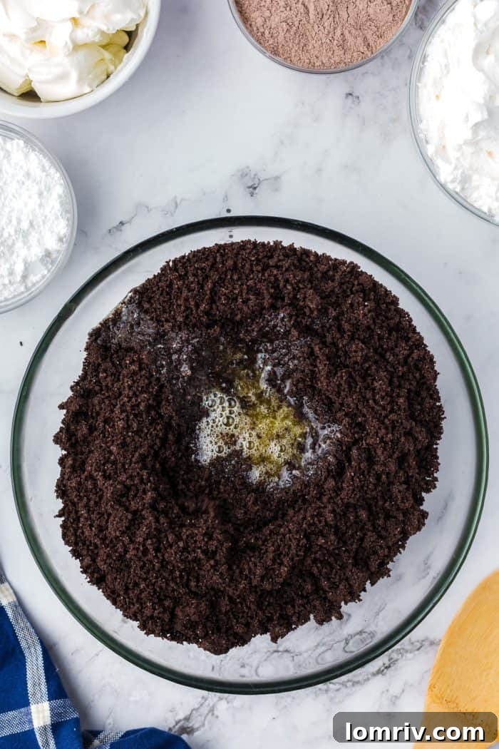 Oreo crumbs with melted butter added.