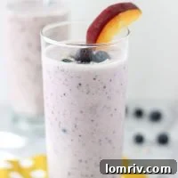 Delicious Peach Blueberry Oatmeal Smoothie - recipe image