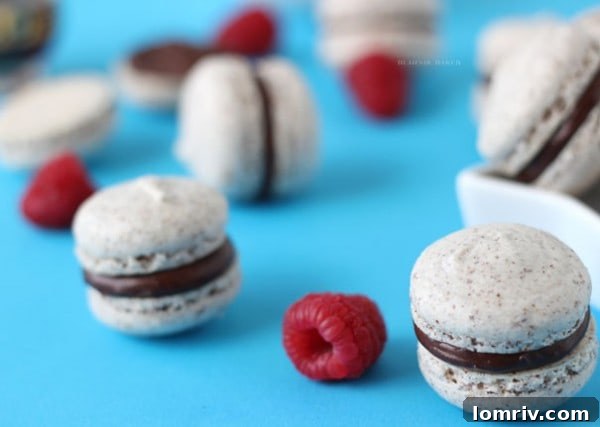 Assorted Hazelnut Macarons on a Baking Sheet
