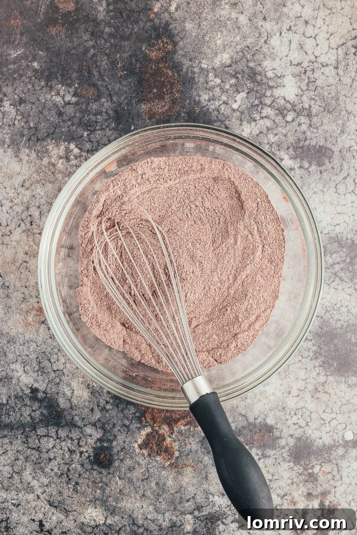 The dry ingredients in a glass bowl.