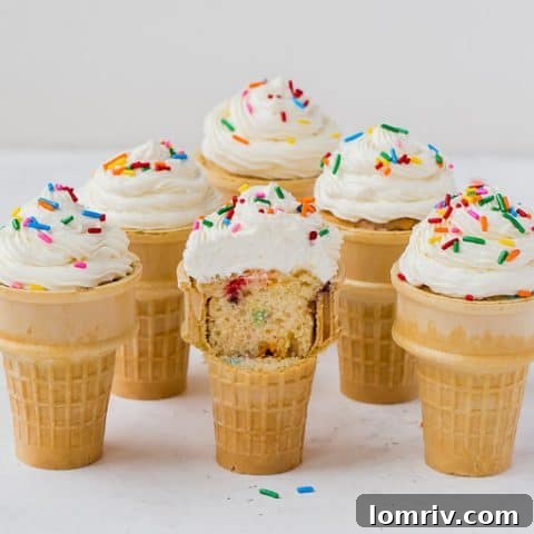 Funfetti Ice Cream Cone Cupcakes