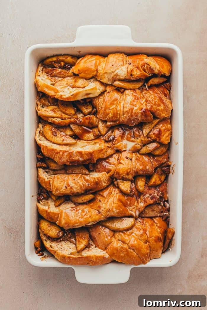 Unbaked apple french toast bake.