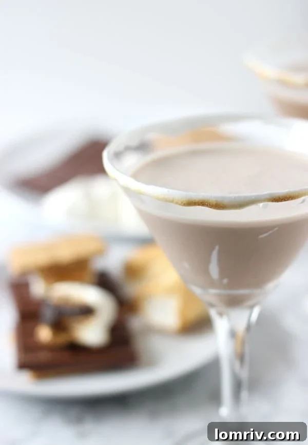 S'mores Martini with a decorated rim