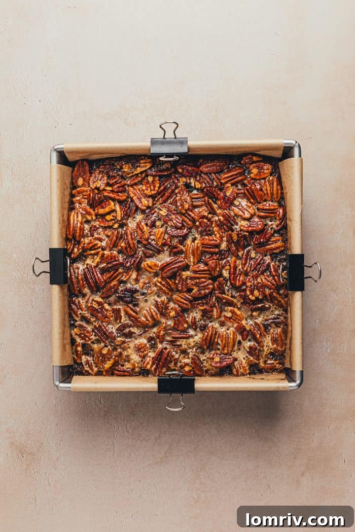 The baked pecan pie brownies.