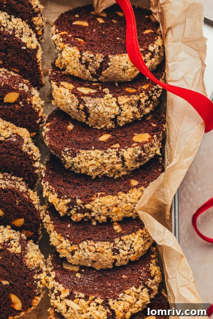A festive box filled with a selection of delicious chocolate hazelnut espresso slice and bake cookies.
