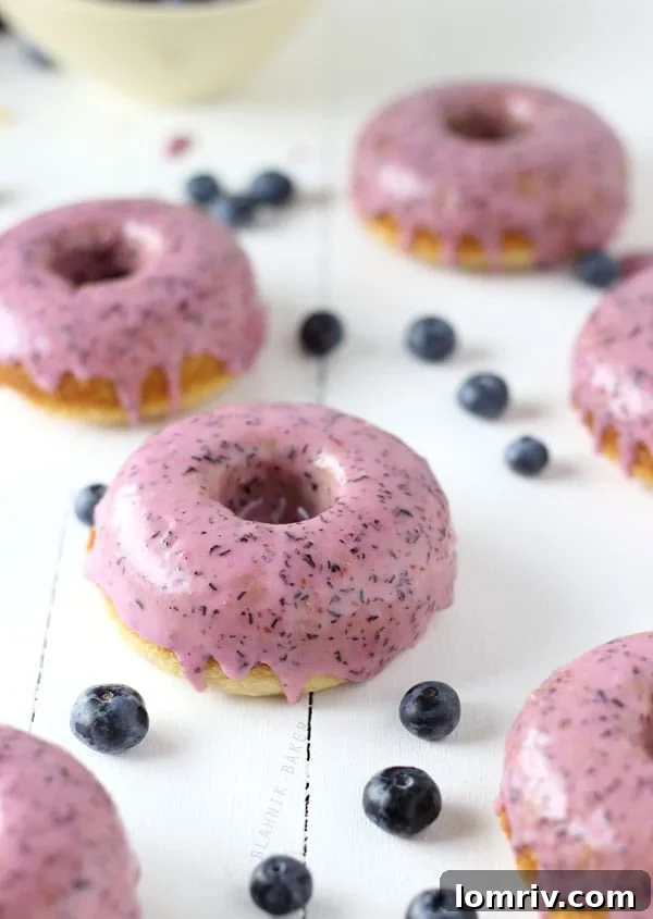Blueberry Baked Donuts with fresh glaze