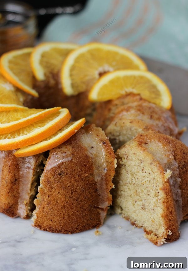 Orange Hazelnut Bundt Cake - Finished with Glaze