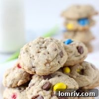 Perfectly baked Spiced M&M Toffee Cookies ready to be enjoyed.