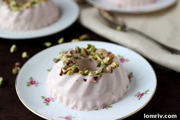 Pink Moscato Panna Cotta with Pistachios - Side View