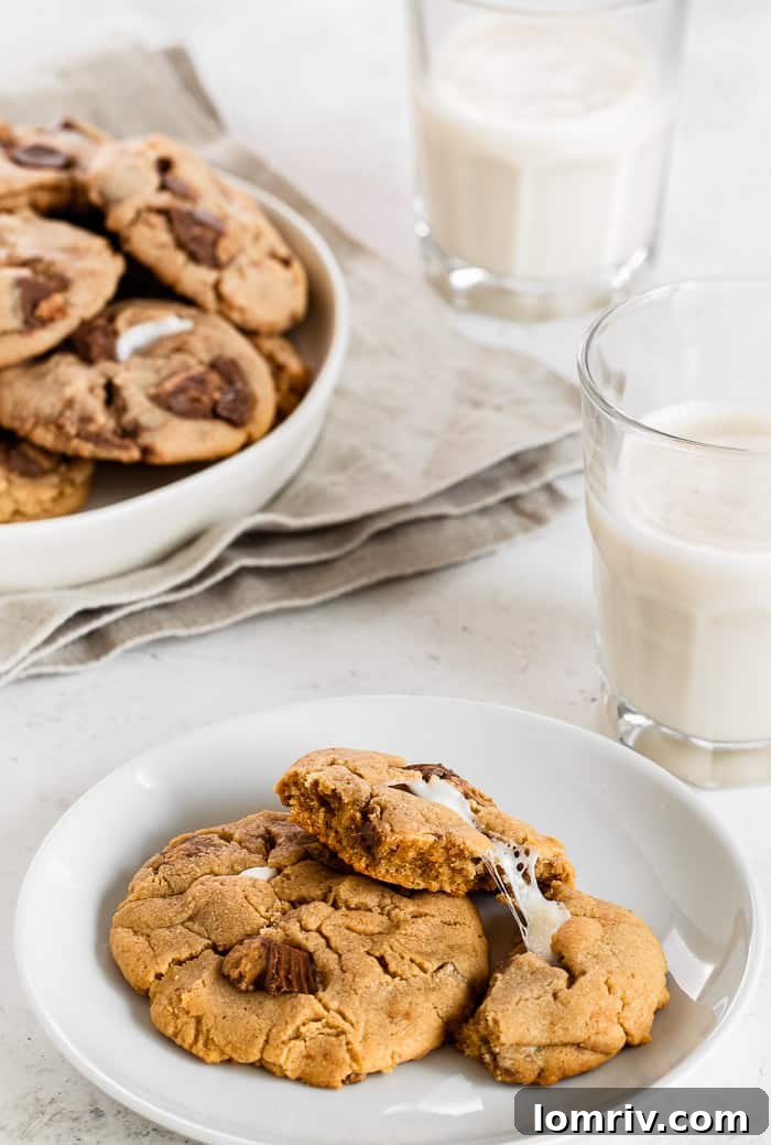 Reese's Peanut Butter Marshmallow Cookies on Wire Rack