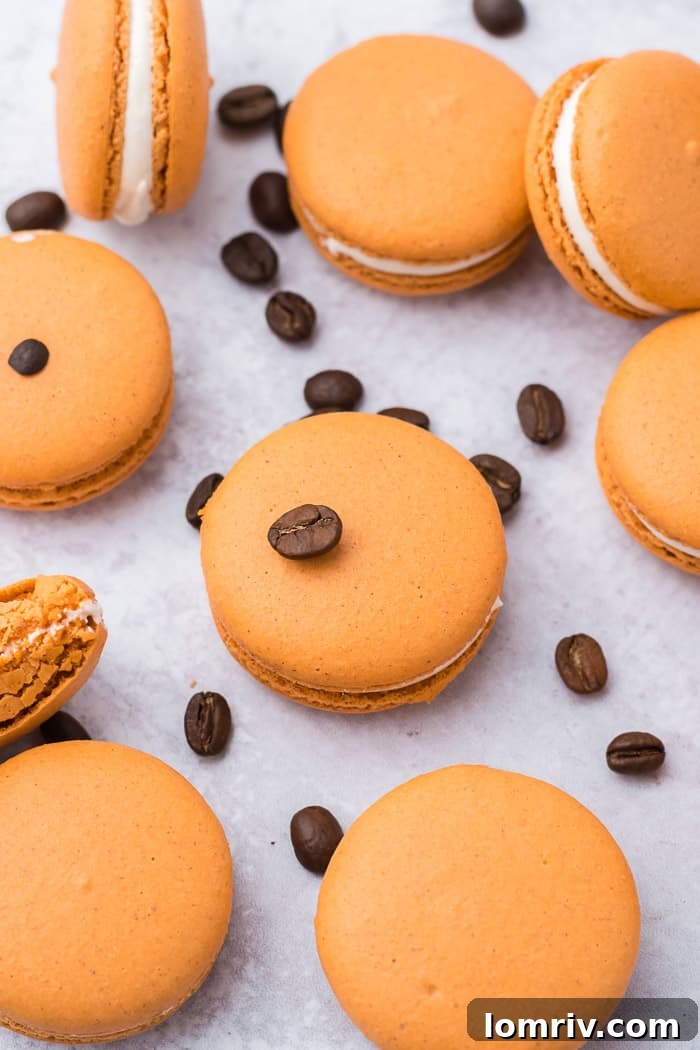 Pumpkin spice latte macarons