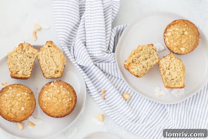 Perfectly Baked Banana Coconut Macadamia Muffins