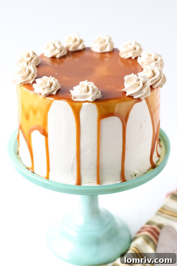 Spiced Apple Cake with Salted Caramel Frosting - Top View
