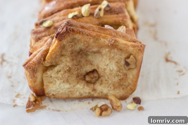 A fresh loaf of Cinnamon Raisin Pull-Apart Bread, ready to be enjoyed.